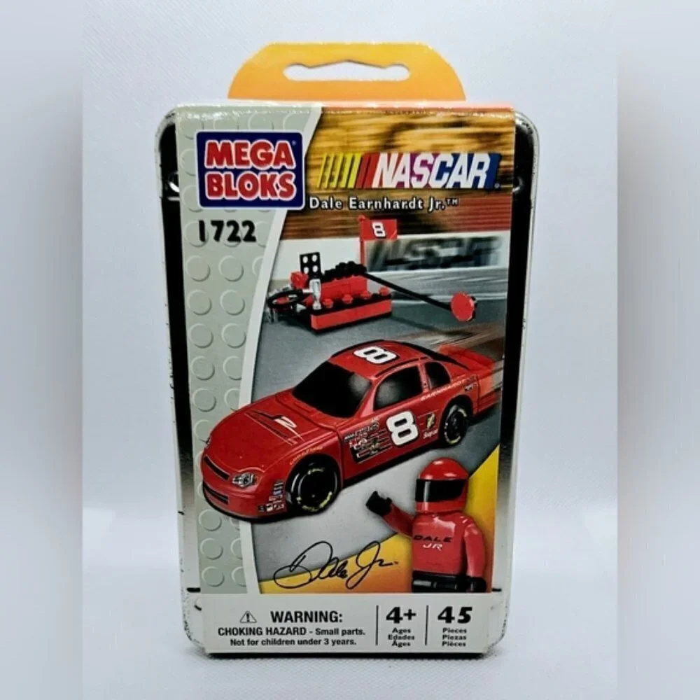 Dale Earnhardt Jr. NASCAR Mega Bloks 45 Pc Tin Set 1722 Winners Circle.